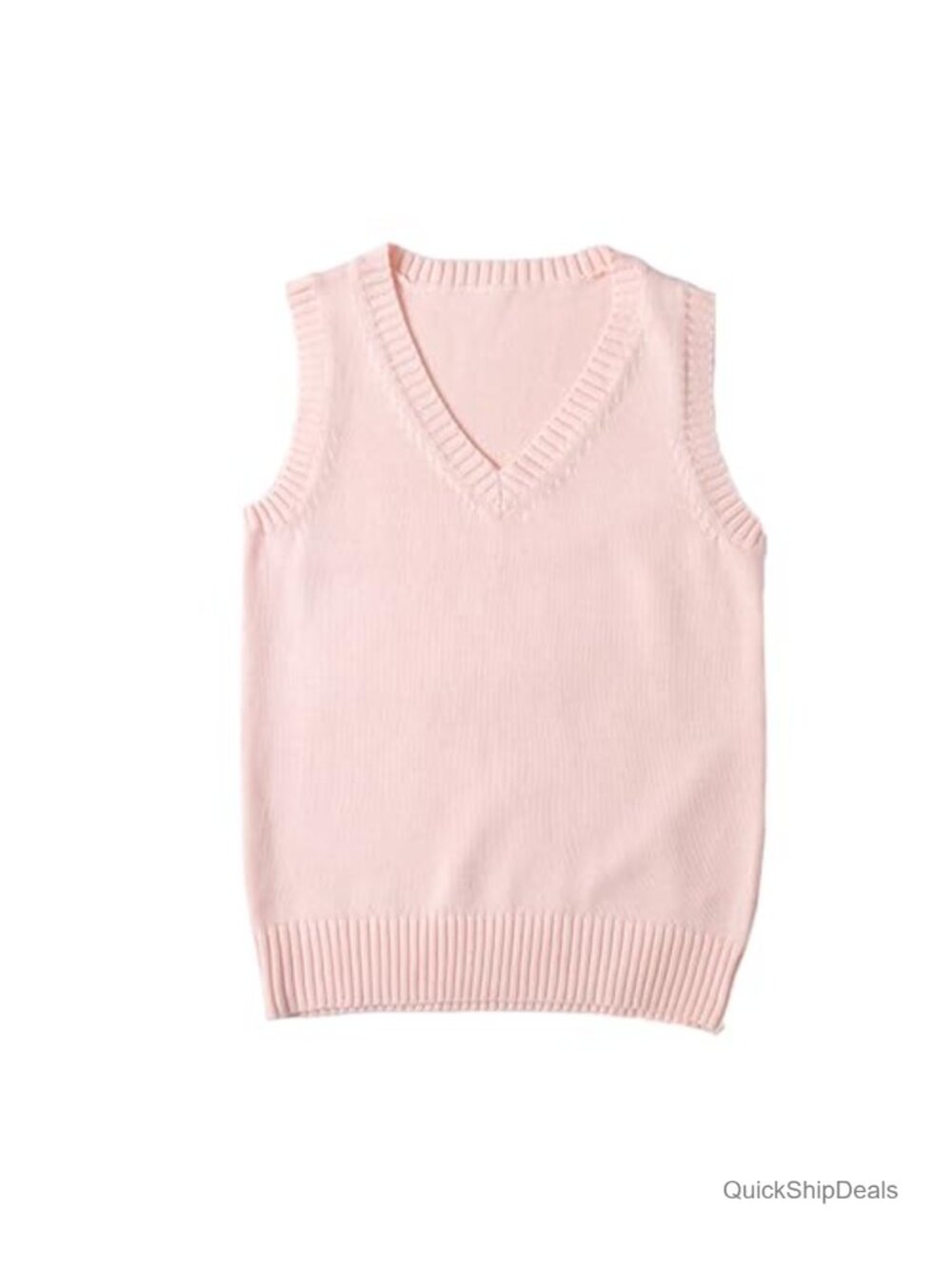 Sleeveless V Neck Sweater Vest Knit Pullover Uniform Top